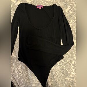 Edikted Black Scoop Neck Long Sleeve Bodysuit